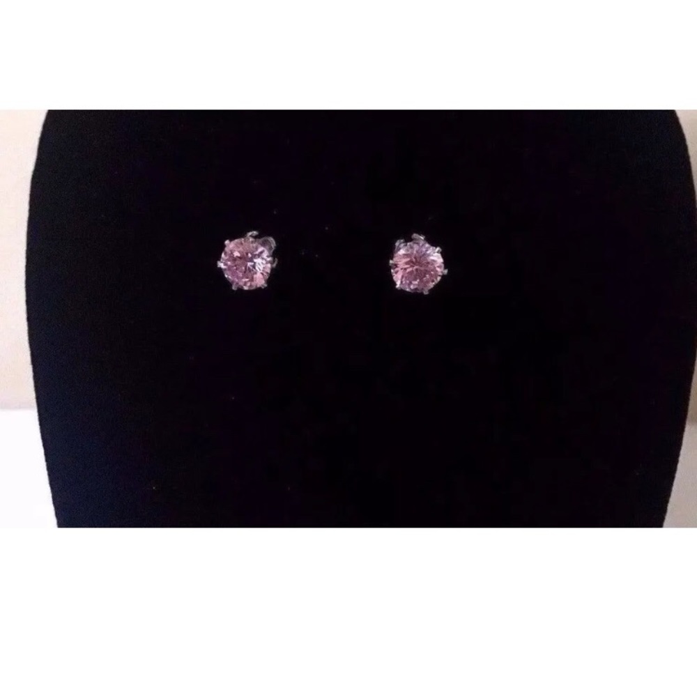 GSK Stud Earrings Pink Cubic Zirconia